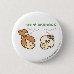 Badge Rond 5 Cm PEBBLES™ et roche en place d'amour de bam bam