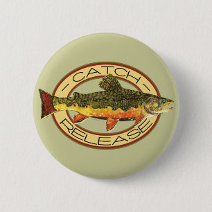 Badge Rond 5 Cm Pêche à la capture et à la remise en liberté