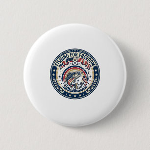 Badge Rond 5 Cm Pêche à la liberté Patriotique Loisirs Patriotique