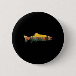 Badge Rond 5 Cm Pêche à la truite Forêt extérieure Nature Faune F