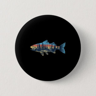 Badge Rond 5 Cm Pêche à la truite Pêche nature Pêcheur en plein ai