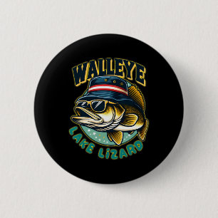 Badge Rond 5 Cm Pêche au lézard de lac Lucky Walleye