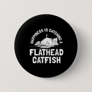 Badge Rond 5 Cm Pêche au poisson-chat à tête plate - Poisson-chat