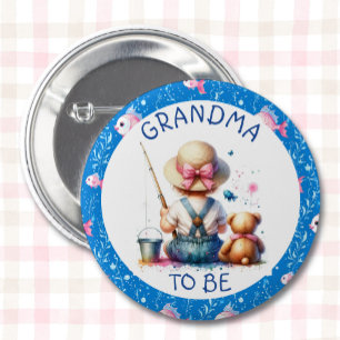 Badge Rond 5 Cm Pêche Baby shower de fille à thème Grand-mère