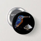 Badge Rond 5 Cm PÊCHE, Bleu électrique, Noir (Devant & derrière)