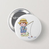 Badge Rond 5 Cm Pêche bleue de garçon (Devant & derrière)