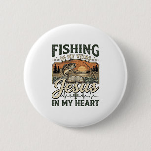 Badge Rond 5 Cm Pêche dans mes veines Jésus dans mon cœur Vintage