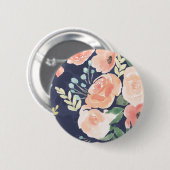 Badge Rond 5 Cm Pêche de floraison du plaisir | et roses et pavots (Devant & derrière)