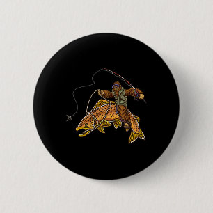 Badge Rond 5 Cm Pêche de la truite Brown Pêche de la truite Bigfoo