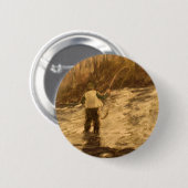 Badge Rond 5 Cm Pêche de mouche (Devant & derrière)