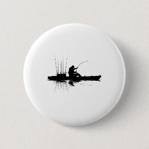 Badge Rond 5 Cm Pêche en kayak graphique pêcheur pêche à la ligne