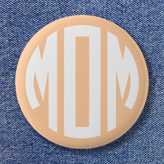 Badge Rond 5 Cm Pêche et cercle blanc Monogramme MOM