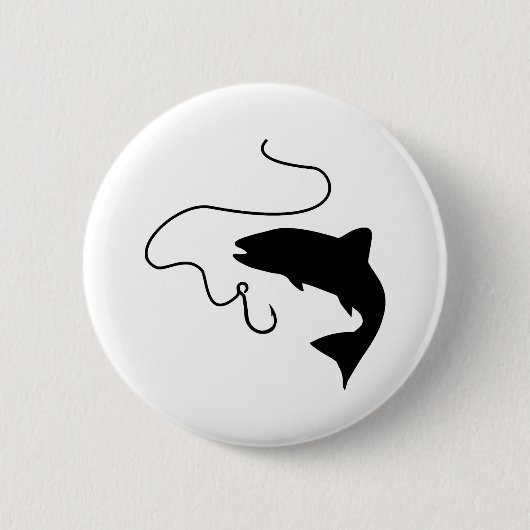 Badge Rond 5 Cm Pêche, poisson et hameçon (Devant)