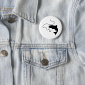 Badge Rond 5 Cm Pêche, poisson et hameçon (En situation)