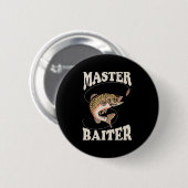 Badge Rond 5 Cm Pêcheur d'appât Maître (Devant & derrière)