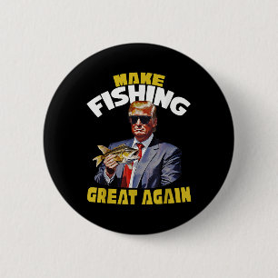 Badge Rond 5 Cm Pêcheur Pour Trump 2024 Pêche À La Truite, Poisson