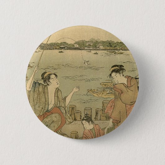 Badge Rond 5 Cm Pêcheurs Japonais (Devant)