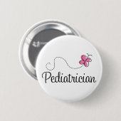 Badge Rond 5 Cm Pédiatre rose mignon de papillon (Devant & derrière)