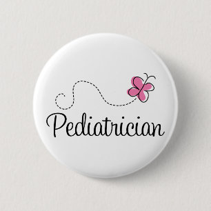 Badge Rond 5 Cm Pédiatre rose mignon de papillon