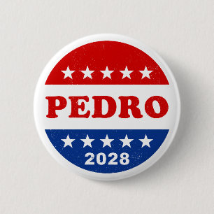 Badge Rond 5 Cm Pedro 2028 Dynamite Red White Blue Campagne