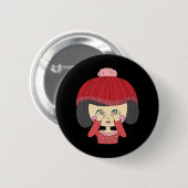 Badge Rond 5 Cm Peekaboo Girl Sloth Design (Devant & derrière)