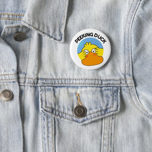 Badge Rond 5 Cm Peeking Canard Funny Animal Chinois Plat Pun (En situation)
