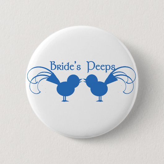 Badge Rond 5 Cm Peeps de mariée/ Bleu (Devant)