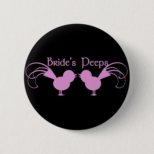 Badge Rond 5 Cm Peeps de mariée/ rose (Devant)