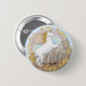 Badge Rond 5 Cm Pegasus Castle pin Unicorn (Devant & derrière)