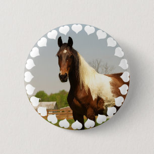 Badge Rond 5 Cm Peignez le bouton de cheval