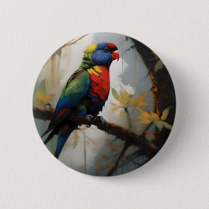 Badge Rond 5 Cm Peinture à l'huile Rainbow Lorikeet