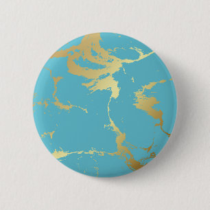 Badge Rond 5 Cm Peinture acrylique en marbre turquoise et or Bac A