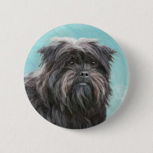 Badge Rond 5 Cm Peinture Affenpinscher - Joli art original chien