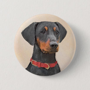 Badge Rond 5 Cm Peinture allemande Pinscher peinture art animal or