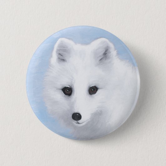 Badge Rond 5 Cm Peinture Arctic Fox - Art original de la faune (Devant)