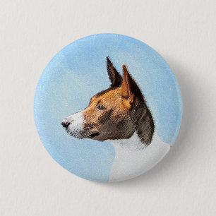 Badge Rond 5 Cm Peinture Basenji - Belle Art Original