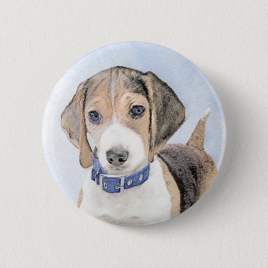 Badge Rond 5 Cm Peinture beagle - Cute Original Chien Art (Devant)