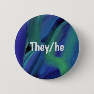Badge Rond 5 Cm Peinture Bleue Et Verte Les Bleu Et Le Pronoun But