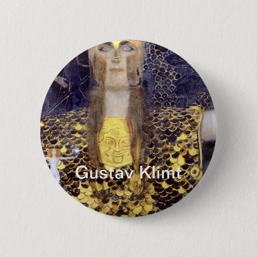 Badge Rond 5 Cm Peinture célèbre de Gustav Klimt Pallas Athena (Devant)