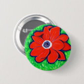 Badge Rond 5 Cm Peinture d'anémone rouge vif (Devant & derrière)