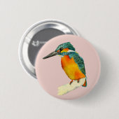 Badge Rond 5 Cm Peinture d'aquarelle d'oiseau de martin-pêcheur (Devant & derrière)