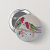 Badge Rond 5 Cm Peinture d'aquarelle rouge Rosella Parrot (Devant & derrière)
