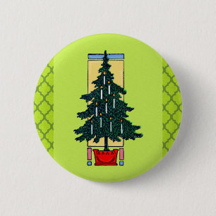 Badge Rond 5 Cm Peinture d'arbre de Noël