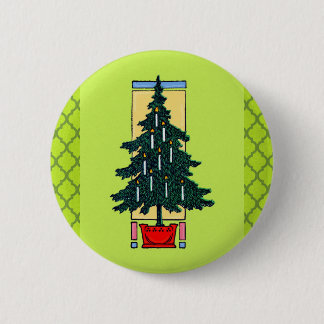 Badge Rond 5 Cm Peinture d'arbre de Noël