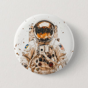 Badge Rond 5 Cm Peinture d'astronaute