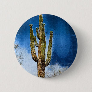 Badge Rond 5 Cm Peinture de cactus de Saguaro