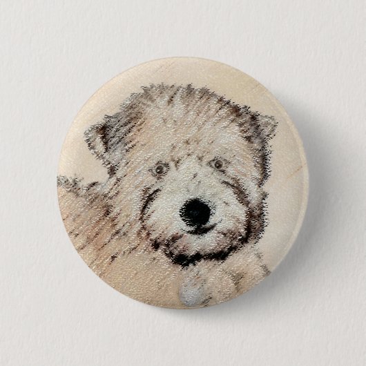 Badge Rond 5 Cm Peinture de Chien à roux à peluche molle (Devant)