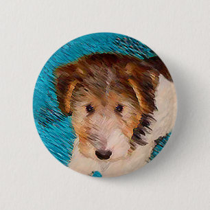 Badge Rond 5 Cm Peinture de chiot Terrier Fox - Art de chien origi