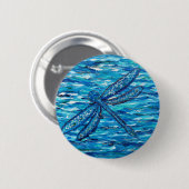 Badge Rond 5 Cm Peinture de libellules bleues (Devant & derrière)