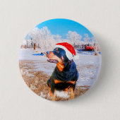 Badge Rond 5 Cm Peinture de Noël de chien Rottweiler (Devant)